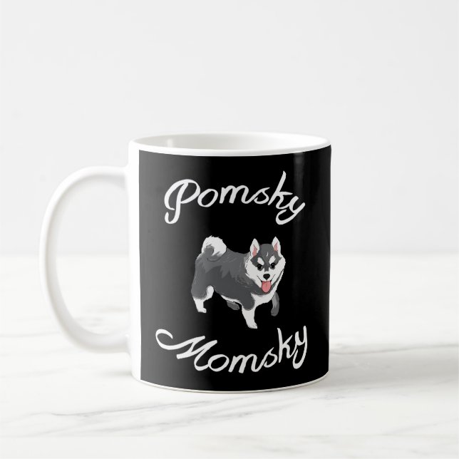 Pomsky Momsky Pet Pomsky Mommy Coffee Mug (Left)