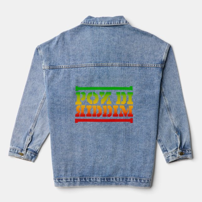 Pon Di Riddim Rasta Colours Reggae Denim Jacket (Back)