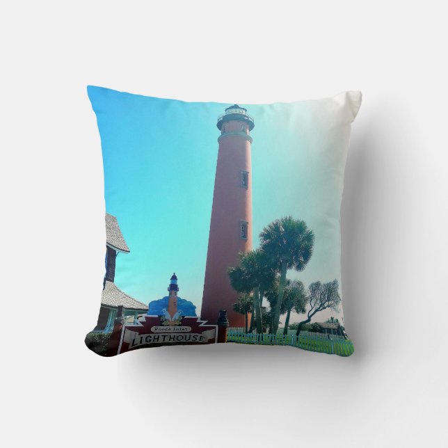 Ponce De Leon Inlet Lighthouse picture on a  Throw Pillow (Front)