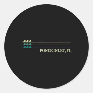 Ponce Inlet Florida Break Surfing Retro Wave Classic Round Sticker