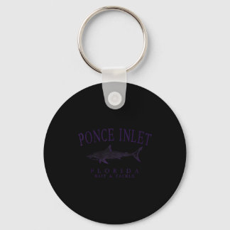 Ponce inlet florida shark vintage plum art fishing keychain