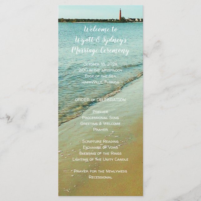 Ponce Inlet Tall Wedding Program Template (Front)