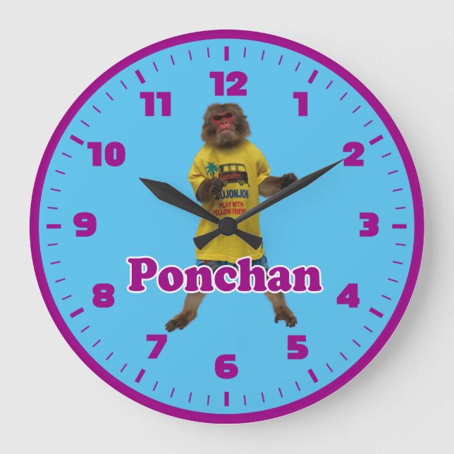Ponchan wall clock.ぽんちゃんのアクリル壁時計 large clock (Front)
