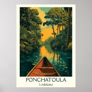 Ponchatoula Louisiana Vintage Bayou Canoe Art Poster