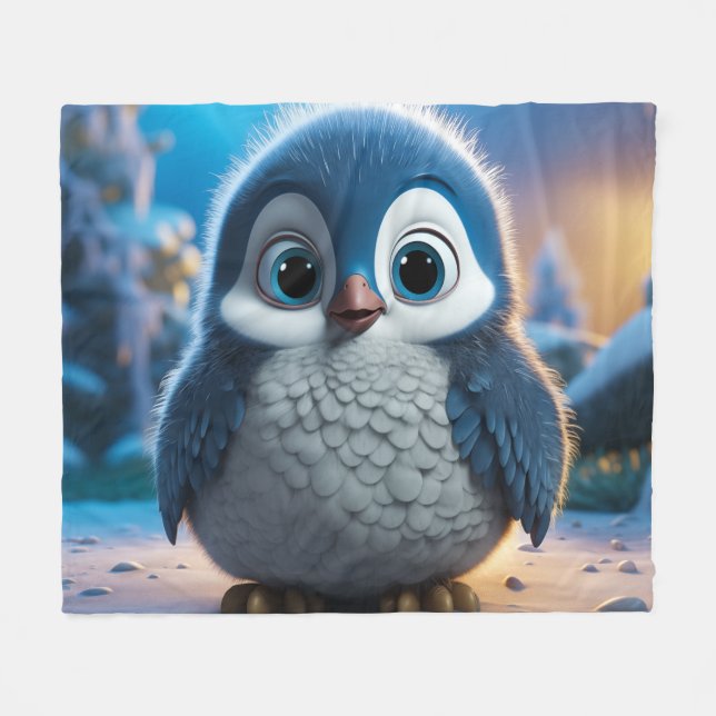 Poncho - A smooth baby penguin Fleece Blanket (Front (Horizontal))