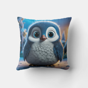 Poncho - A smooth baby penguin Throw Pillow