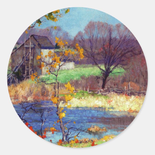 Pond at Old Lyme, Connecticut Classic Round Sticker (Front)