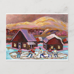 POND HOCKEY COZY WINTER SCENE 6X8 COPY.jpg Postcard