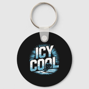 Pond Hockey Player Icy Cool Shinny Keychain