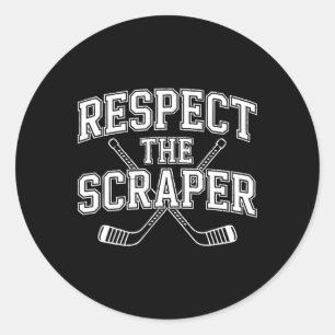 Pond Hockey Player Respect The Scraper Shinny  Classic Round Sticker
