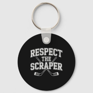Pond Hockey Player Respect The Scraper Shinny  Keychain