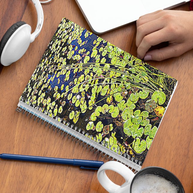 Pond Lily Pads and Reeds Floral Notebook (In Situ)
