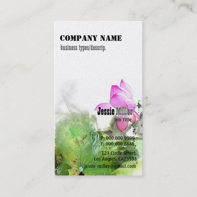 POND LOTUS l Chinese Brush Painting Art Business Card (Front)