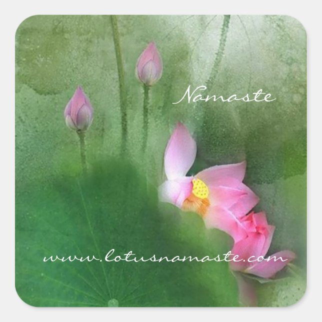 POND LOTUS l Chinese Brush Painting Art Square Sticker (Front)