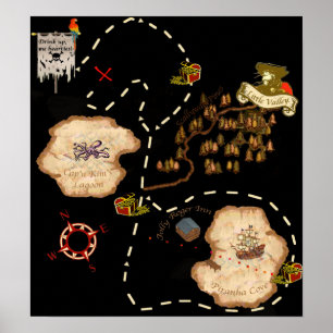 Pond Mile Treasure Map Poster