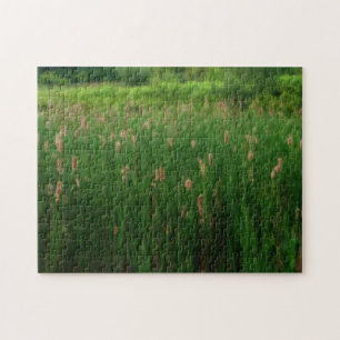 Pond Of Fluffy Cattails Orton Effect Jigsaw Puzzle
