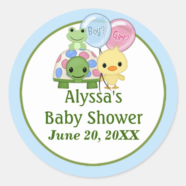 Pond Pals Duck Baby Shower sticker PPL-N#1 turtle (Front)