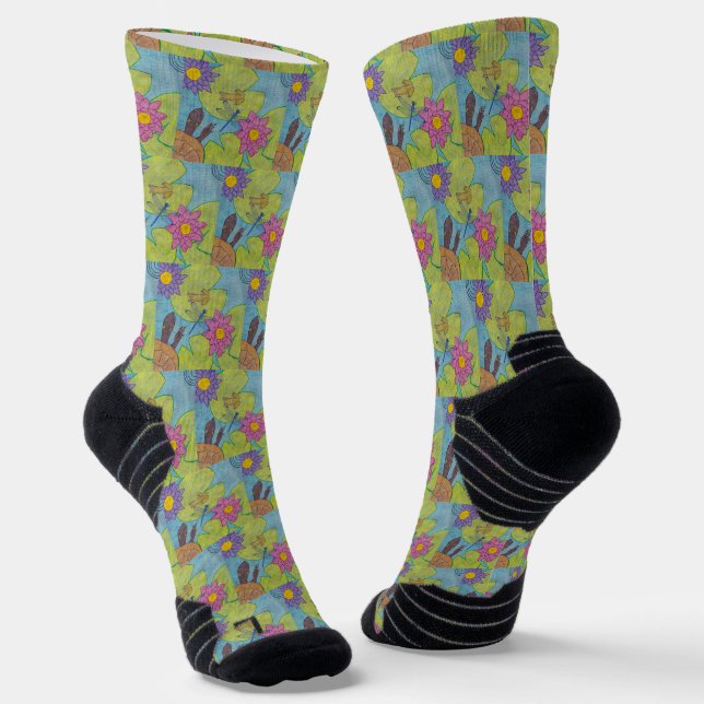 Pond Scene - Athletic Socks (Angled)