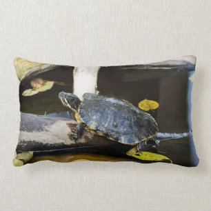 Pond slider turtle in the wild lumbar pillow