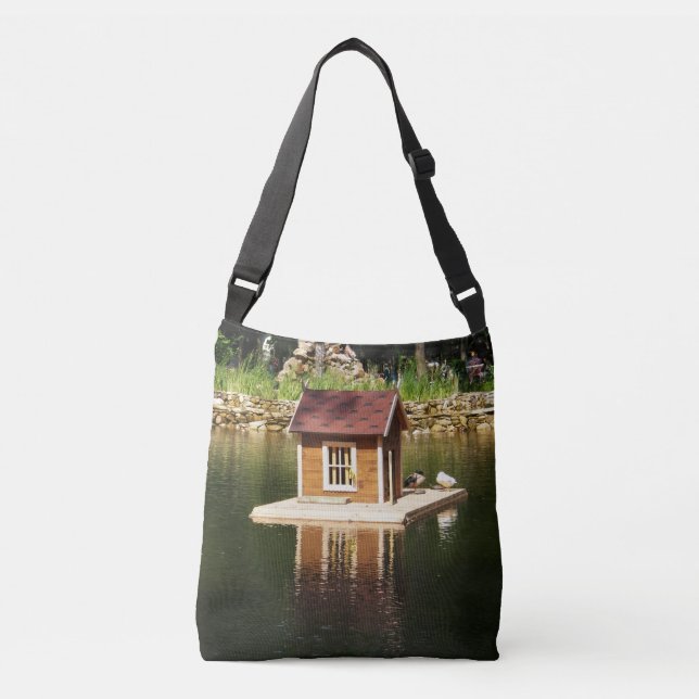Pond with birds house  and alphine slide crossbody bag (Front)