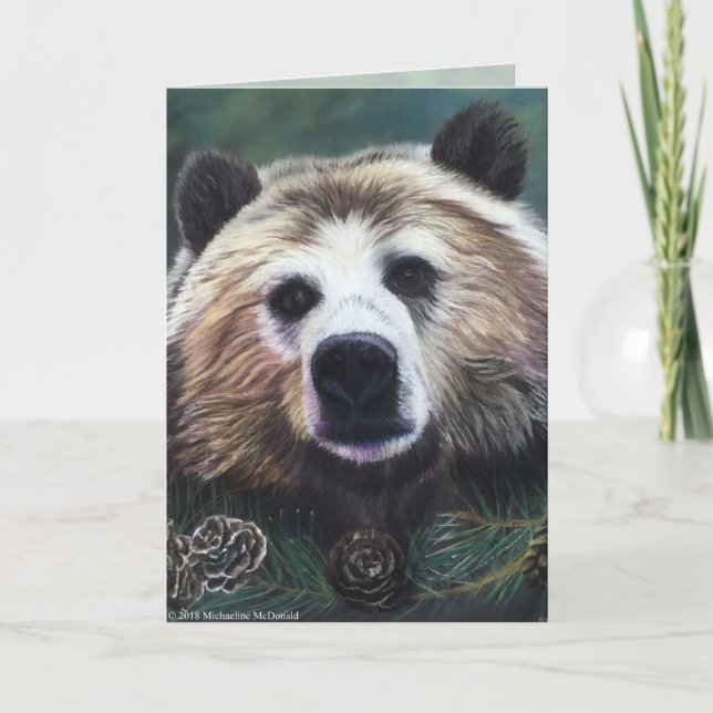 Pondering Bear Greeting Card (Front)