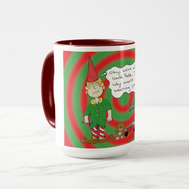 Pondering Elf Combo Mug, 15 oz Mug (Front Left)