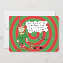 Pondering Elf Flat Holiday Card