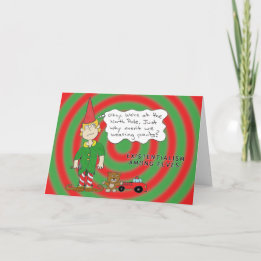 Pondering Elf Holiday Card