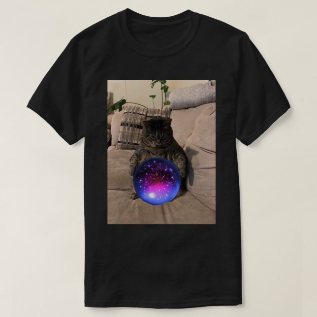Pondering His Orb - Kitten Wizard     T-Shirt (Design Front)