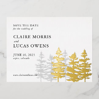 Ponderosa Pines Save the Date Foil Invitation Postcard