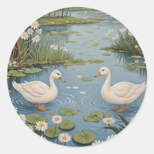 Pondside Tranquility Classic Round Sticker