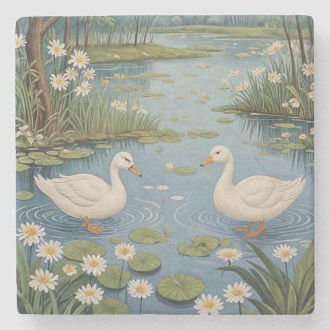 Pondside Tranquility Stone Coaster (Front)