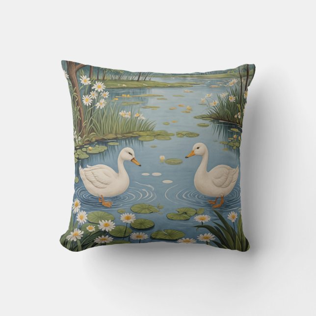Pondside Tranquility Throw Pillow (Front)