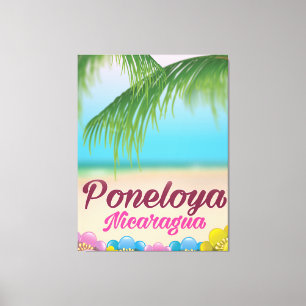 Poneloya nicaragua beach travel poster canvas print
