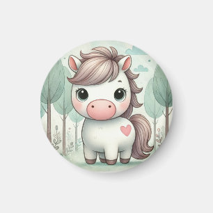 Poney Capricieux dans une Forêt Pastel Magnet