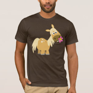 Poney de bande dessinée et T-shirt de fleur