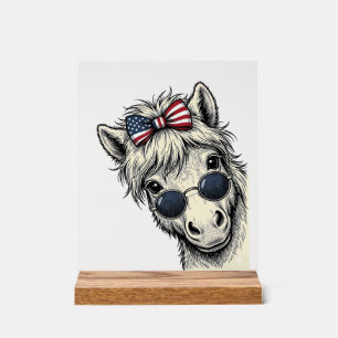 Poney Patriotique Avec Lunettes De Soleil Vintage 