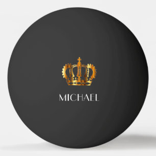 Pong Couronne Royale Élégante en Or Nom Balle de Ping P