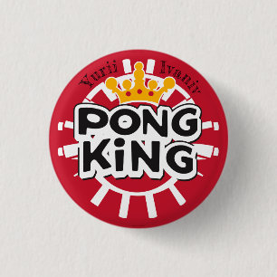 Pong King Red 1 Inch Round Button
