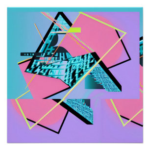 Pong Powered Memphis Pyramid Design Poster