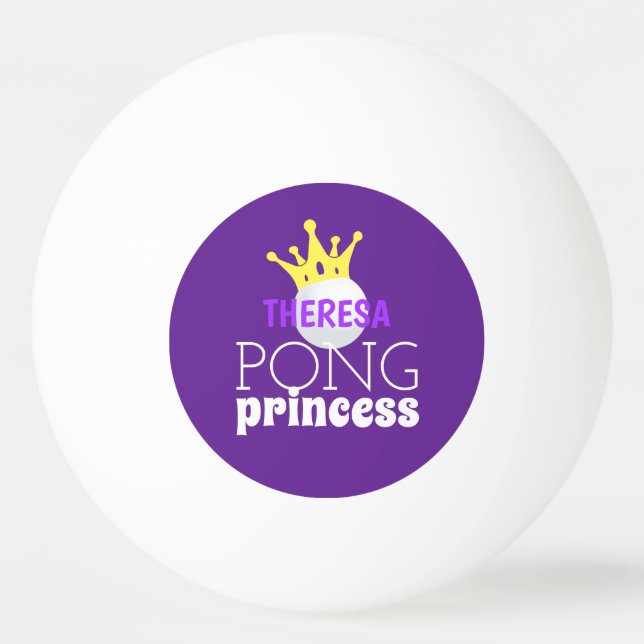 Pong Princess Purple Personalized Name  Ping Pong Ball (Front)