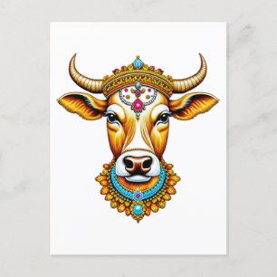 Pongal Decorated Cow Postcard