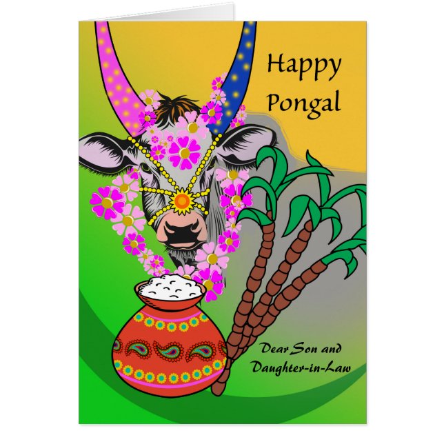 Pongal for Son and Daughter in Law with Cow (Front)