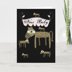 Ponies birds carrousel etsy new baby greeting card
