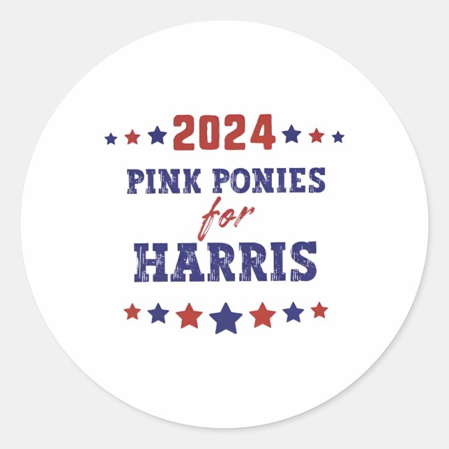 Ponies For Kamala-harris 2024  Classic Round Sticker (Front)