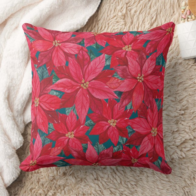 Ponssetias Winter Shelter Throw Pillow (Blanket)