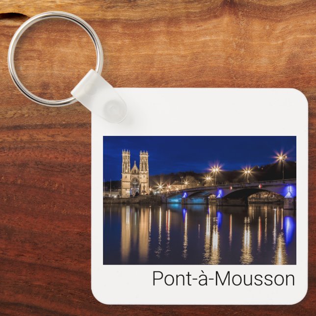 Pont a Mousson Panorama with Moselle Souvenir Keychain (Front)
