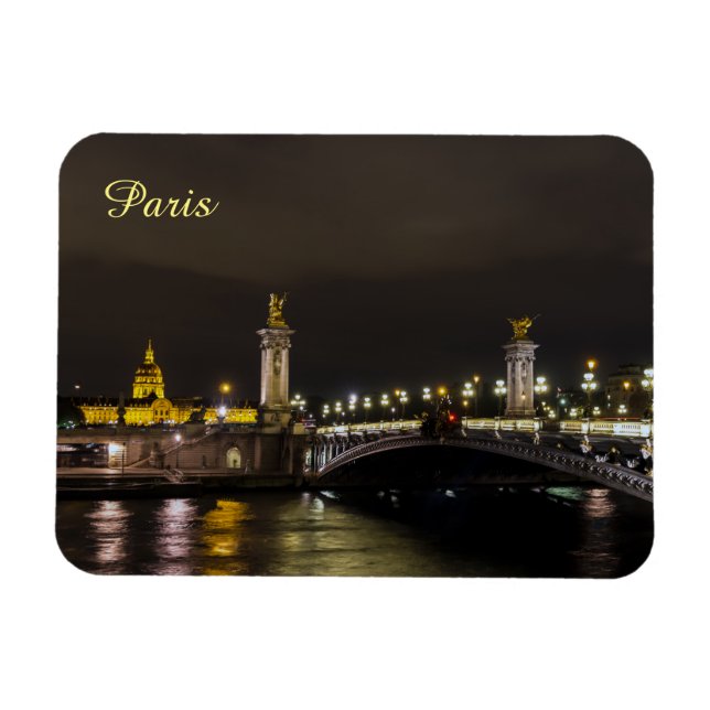 Pont Alexandre III and Invalid at night Magnet (Horizontal)