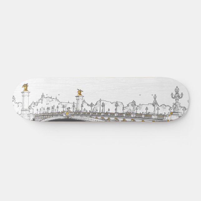 Pont Alexandre III on Seine River - Paris France Skateboard (Horz)