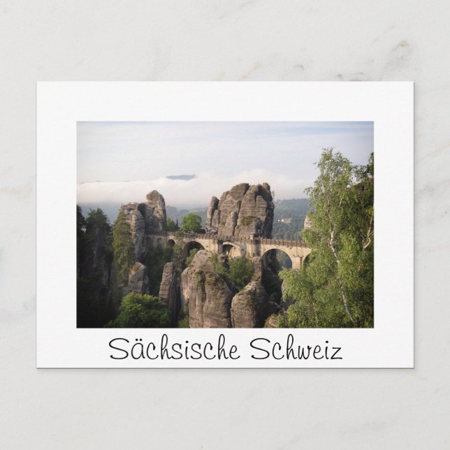 Pont Bastei à Sächsische Schweiz carte postale bla (Devant)